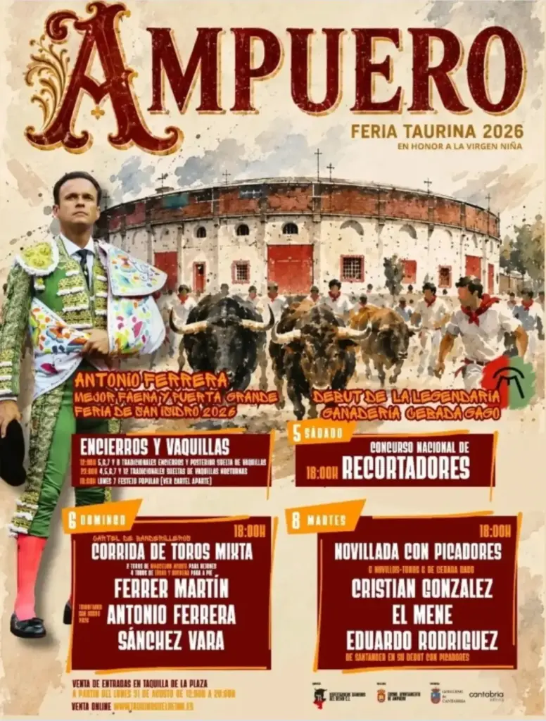 Cartel toros Ampuero 2026